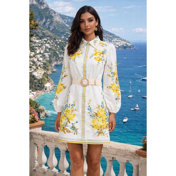 Zimmermann Halcyon Belted Floral Linen Dress US 4 Resort Luxury🌼 - Picture 13 of 13